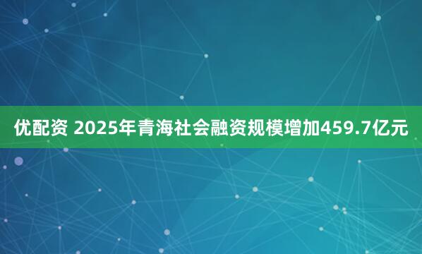 优配资 2025年青海社会融资规模增加459.7亿元
