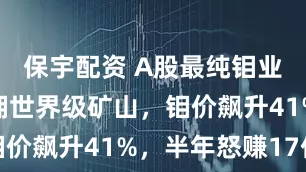 保宇配资 A股最纯钼业标的：坐拥世界级矿山，钼价飙升41%，半年怒赚17亿